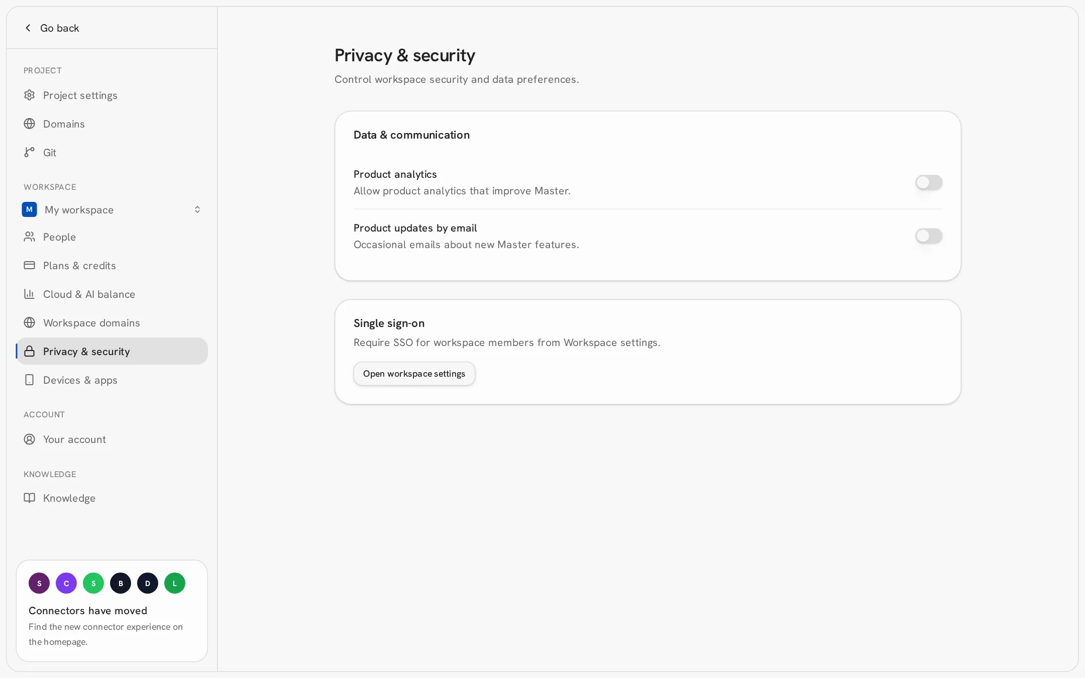 Privacy and security settings
